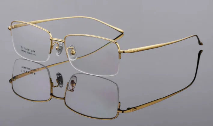 Brightzone Unisex Semi-Rim Square Titanium Eyeglasses 71206 - Lightweight Durable Frames for Work, Reading & Everyday Wear