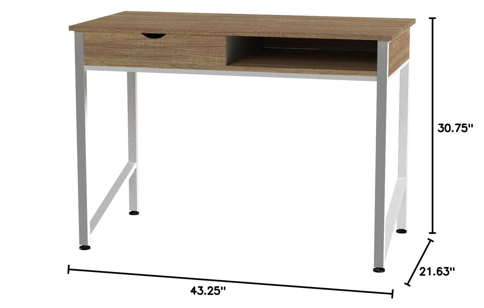 Safco 1950WH White Studio Desk with Single Drawer - Compact Writing Desk for Home Office, Study & Small Spaces - Perfect for Work, Art & Craft Projects