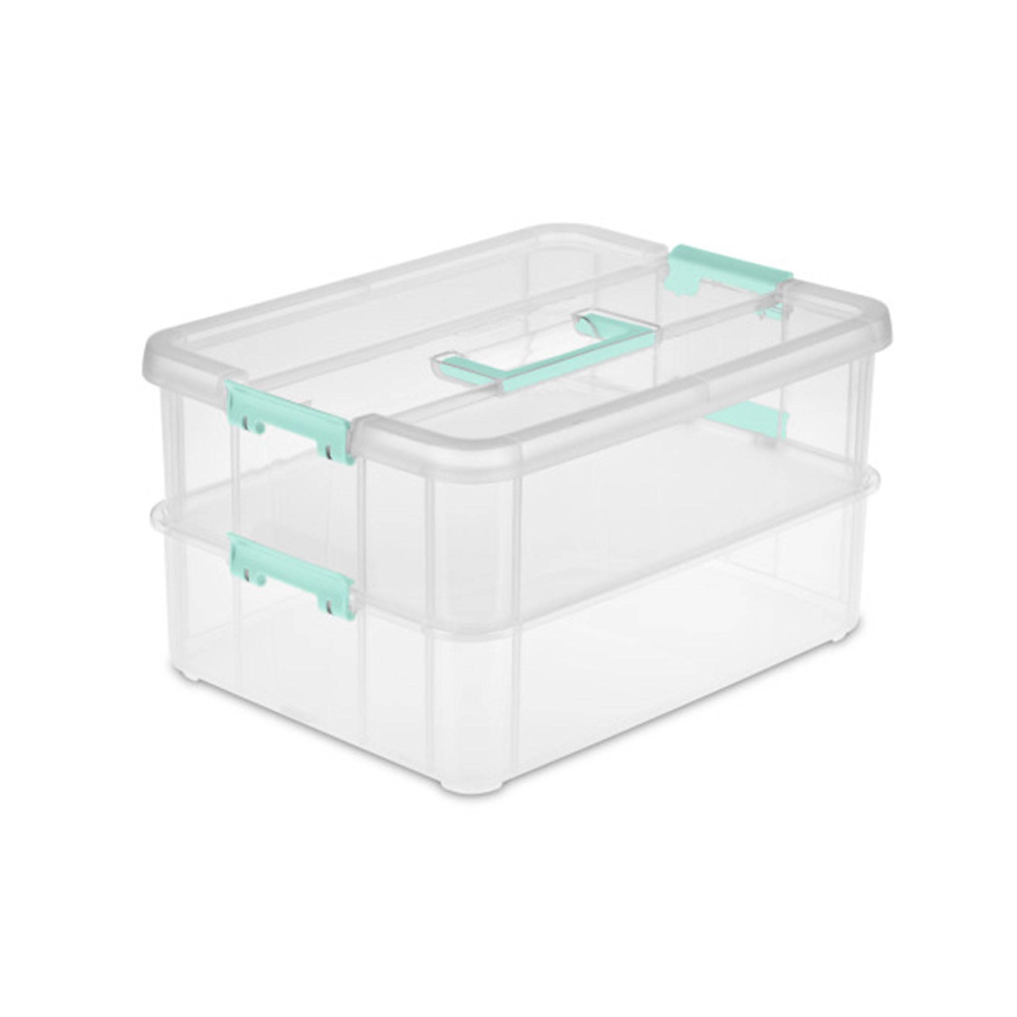 Sterilite 8-Pack Clear Stackable Storage Bins with Latching Lids - 2 Layer Organizer for Home, Office & Closet Storage - Perfect for Toys, Clothes & Pantry Organization