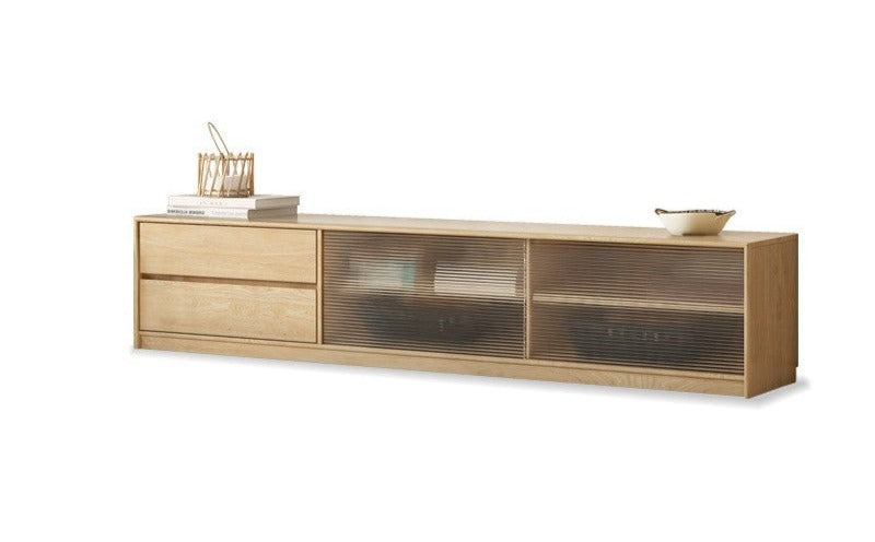 Solid Oak Wood TV Stand with Storage - Modern Entertainment Center for Living Room, Bedroom & Home Theater