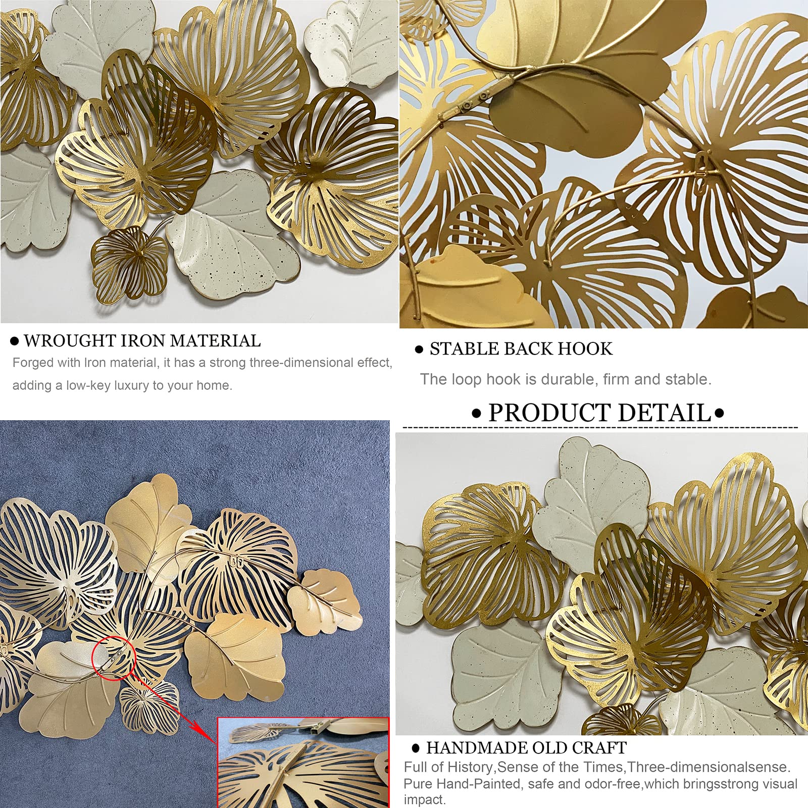 3D Metal Wall Art Decor - Modern Gold Flower Blooming Wall Sculpture for Living Room, Bedroom, Kitchen | Luxury Home Decor & Unique Gift Idea | 52