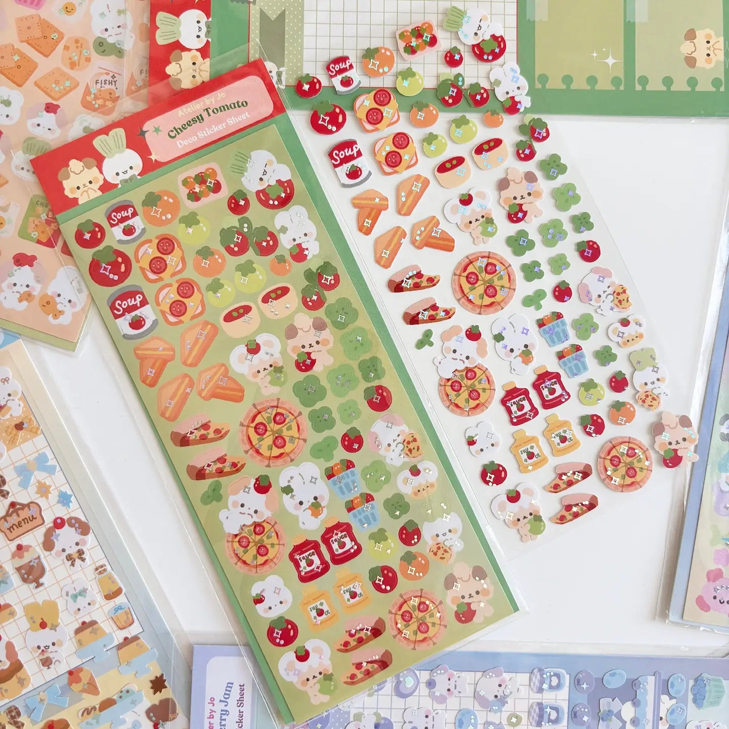 Cheesy Tomato Sticker Sheet - Fun Decorative Vinyl Stickers for Laptops, Water Bottles & Scrapbooking - Cute Kawaii Food Stickers for DIY Crafts & Journaling