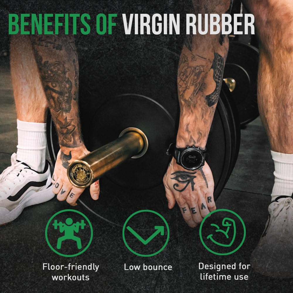 Fringe Sport MILSPEC Bumper Plates Pair - 10lb to 55lb Black Rubber Olympic Weight Plates for 2