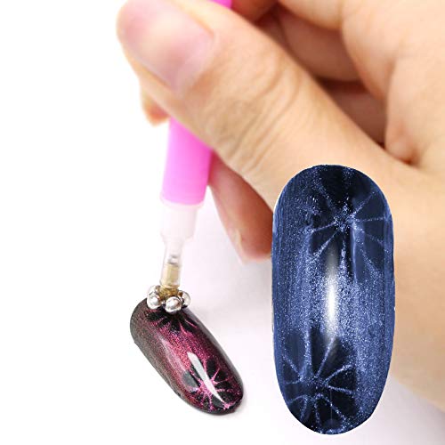 6Pcs Magnetic Nail Polish Pen Kit - SILPECWEE Cat Eye Nail Art Tools with Magnet Stick & Stand for Professional Manicure | Perfect for Salon, Home Nail Design & DIY Gel Polish Application