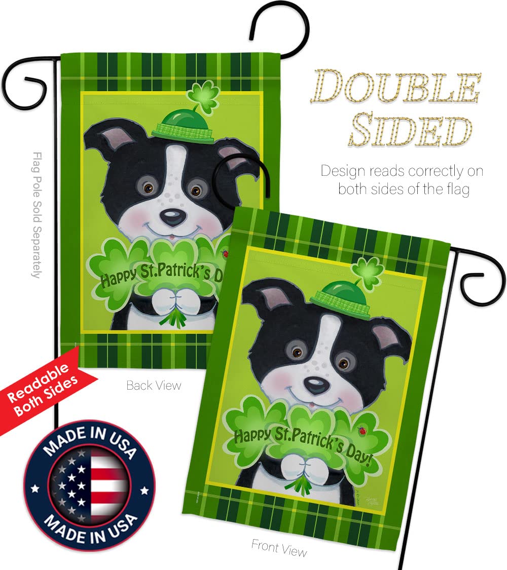 St Patrick's Day Garden Flag - 13x18.5in Thick Fabric Vertical Banner for Outdoor Decor
