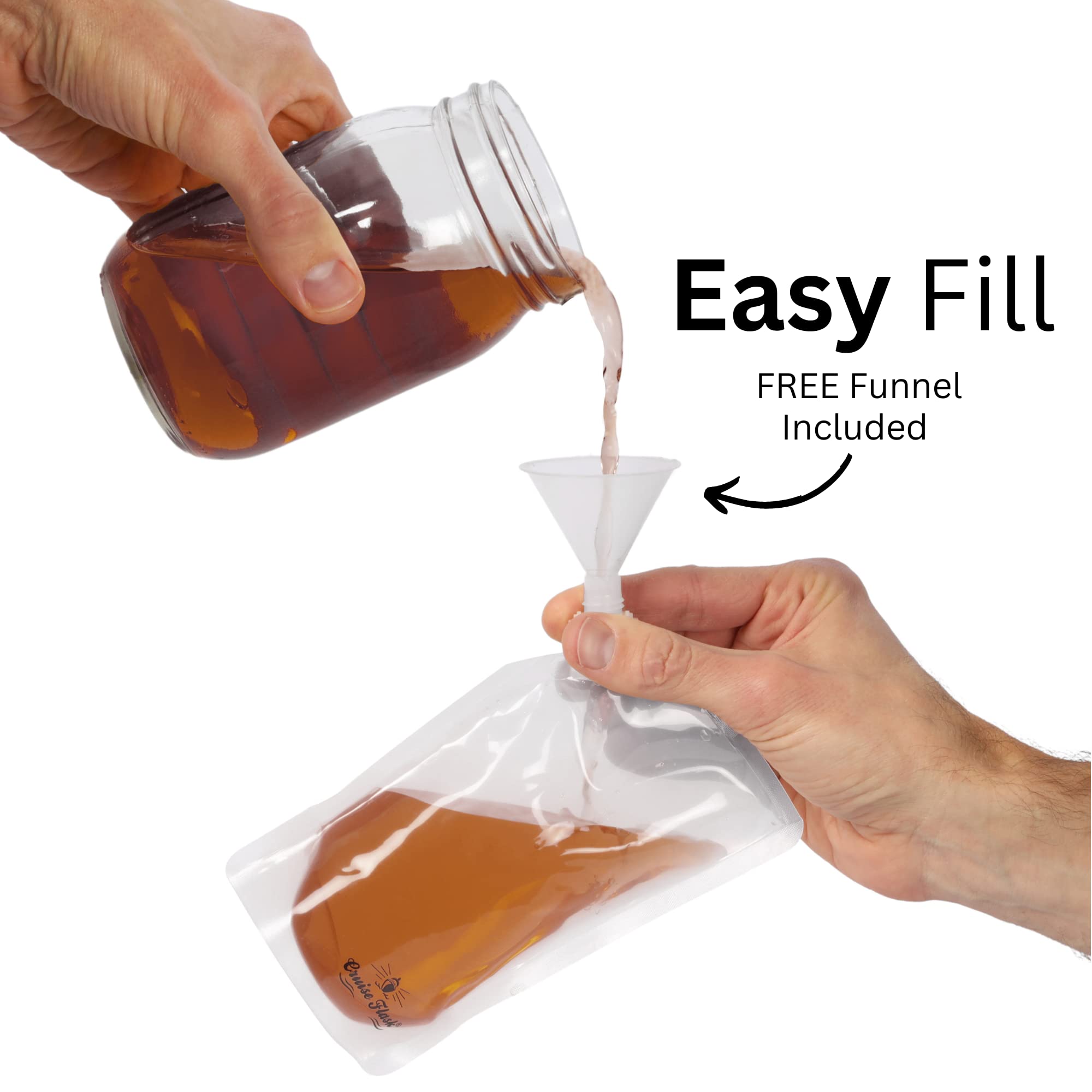 Concealable & Reusable Cruise Flask Kit - 3 Pack 32oz Travel Bottles with Funnel - Perfect for Sneaking Drinks on Cruises, Festivals & Outdoor Events