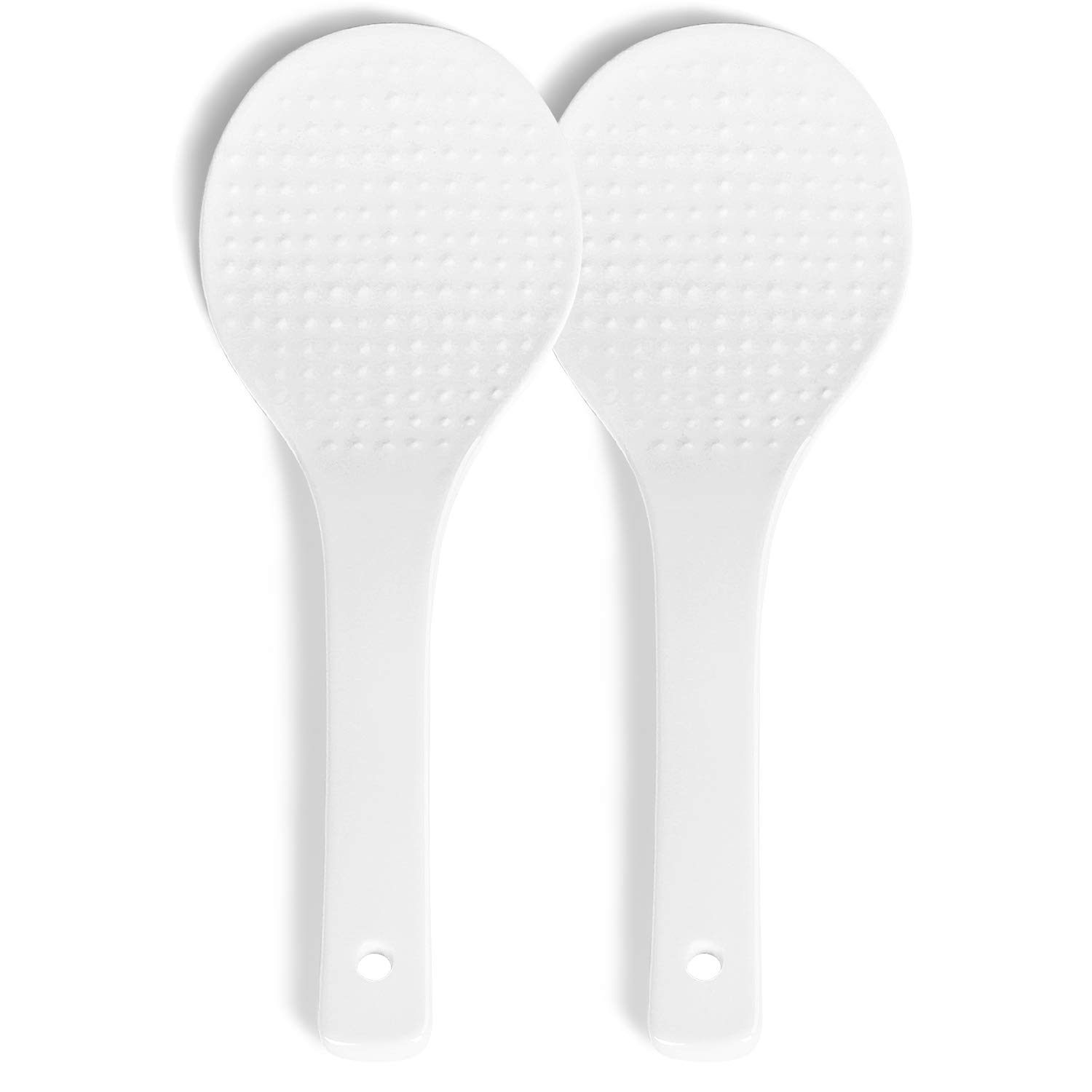 Premium Ceramic Rice Paddle Set - 2 Pack White Rice Serving Spoons for Sushi, Rice Bowls & Asian Cooking - Non-Stick Kitchen Utensils for Perfect Rice Scooping