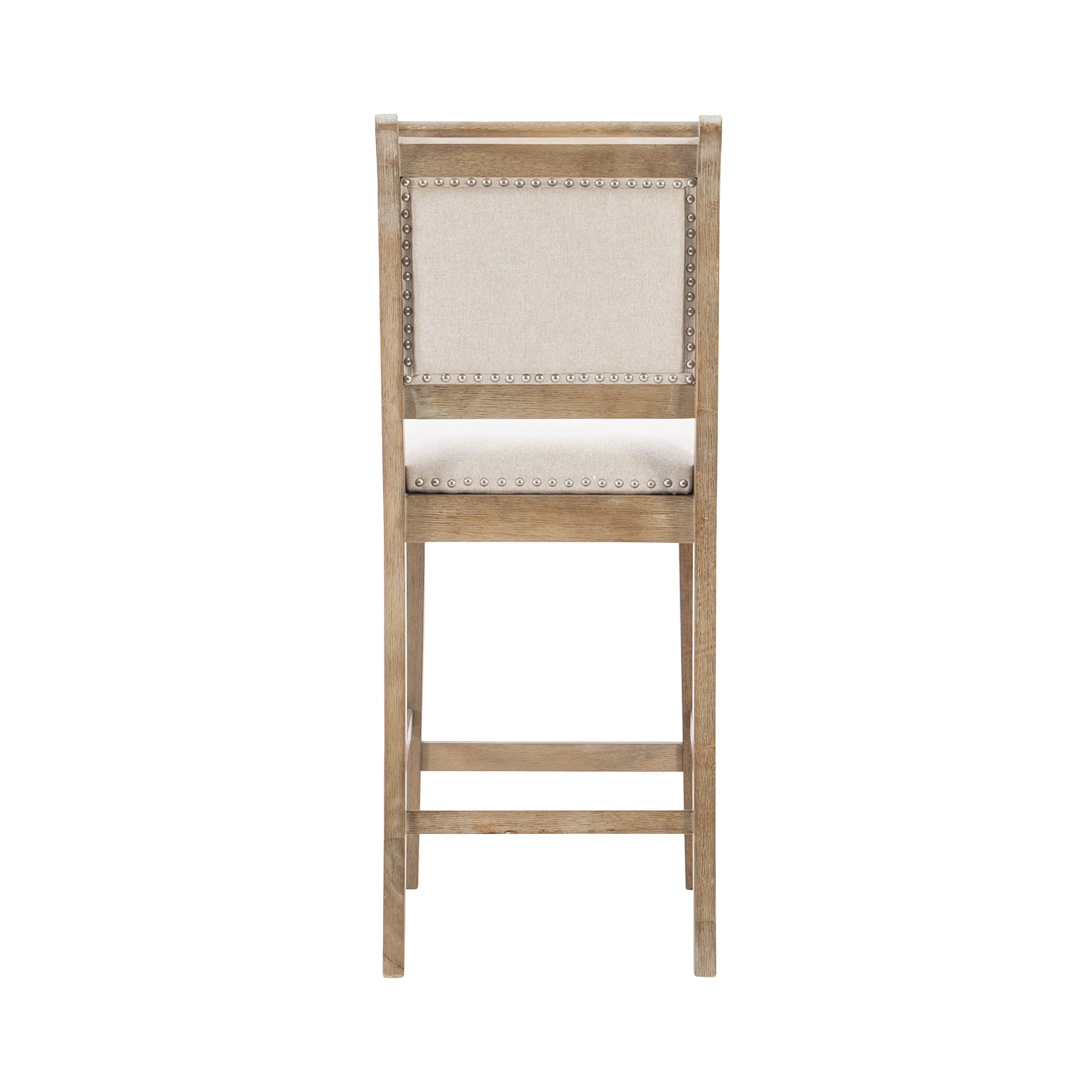 Linon Newton Natural Wood Counter Stool - Grey Wash Finish for Kitchen Island & Bar Seating - Rustic Home Decor & Dining Furniture