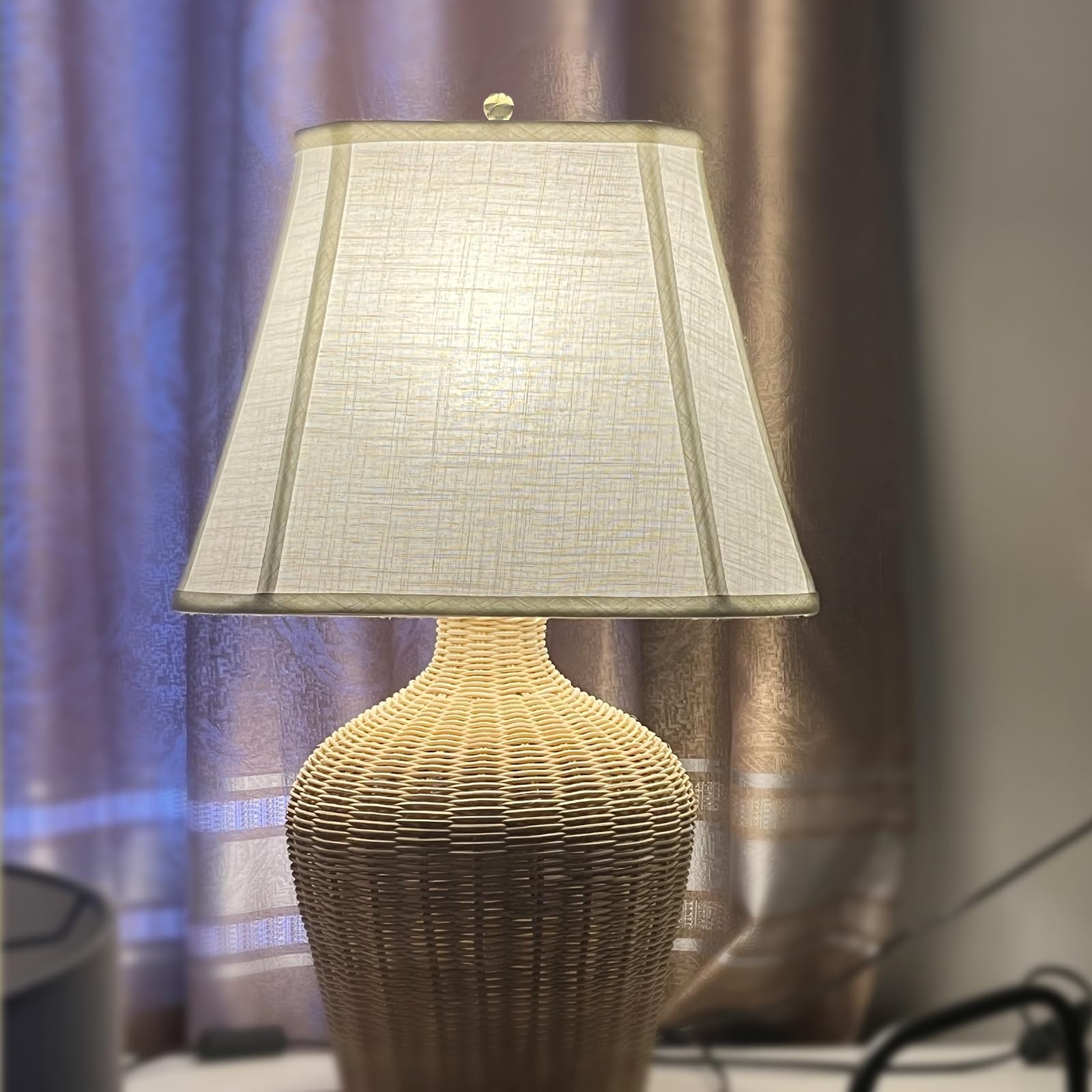 TOOTOO STAR White Linen Lamp Shade 6x9x10.5 Inches Rectangle Table & Floor Lamp Shade with Bell Cut Corners - Perfect for Living Room, Bedroom, and Office Lighting Decor