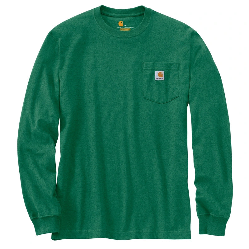 Carhartt Loose Fit Heavyweight Long Sleeve Pocket T-Shirt for Men - North Wood Heather - Durable Workwear for Construction, Outdoor & Casual Wear
