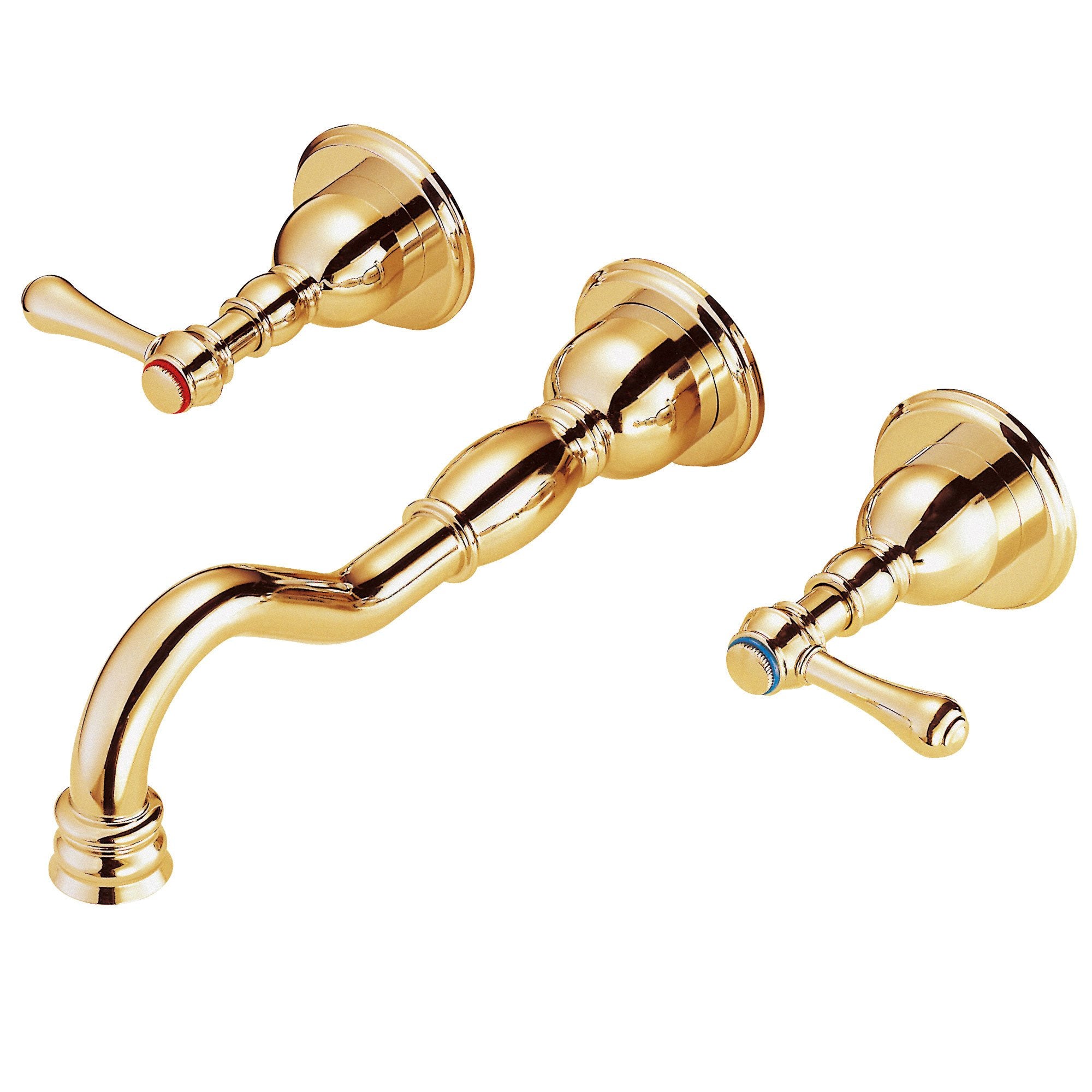 Danze Opulence Polished Brass Traditional Wall Mount Bathroom Faucet with Drain - Includes Rough-in Valve | Luxury Bathroom Fixture for Modern & Classic Home Decor