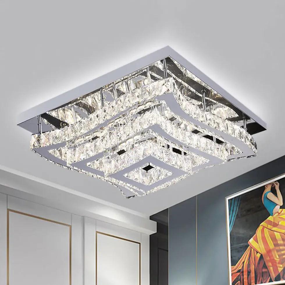 Elegant Square Crystal Multi-Layer Luxury Ceiling Light - Modern Chandelier for Dining Room, Living Room & Bedroom Lighting Decor