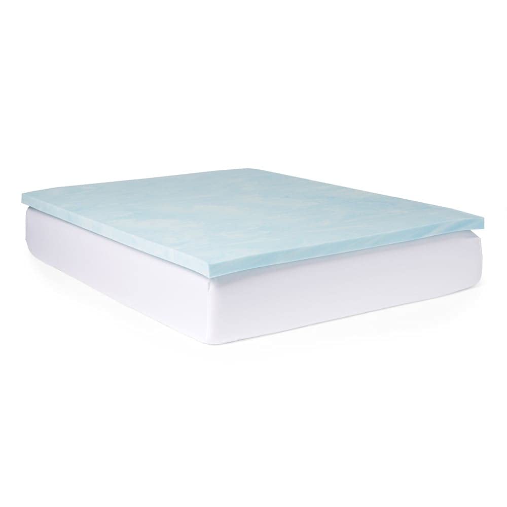 Slumber Solutions Gel 2-inch Memory Foam & 1.5-inch Fiber Mattress Topper Queen Size | Cooling Comfort for Hot Sleepers | Perfect for Back Pain Relief & Pressure Point Support