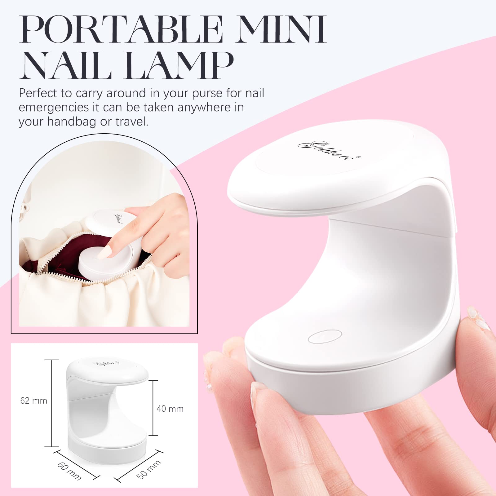 Gelike EC Mini LED Nail Lamp - Professional UV LED Light for Gel Nail Curing, Portable USB Nail Dryer for Manicure & Nail Extensions | Perfect for Travel, Home Use & DIY Gel Nail Art