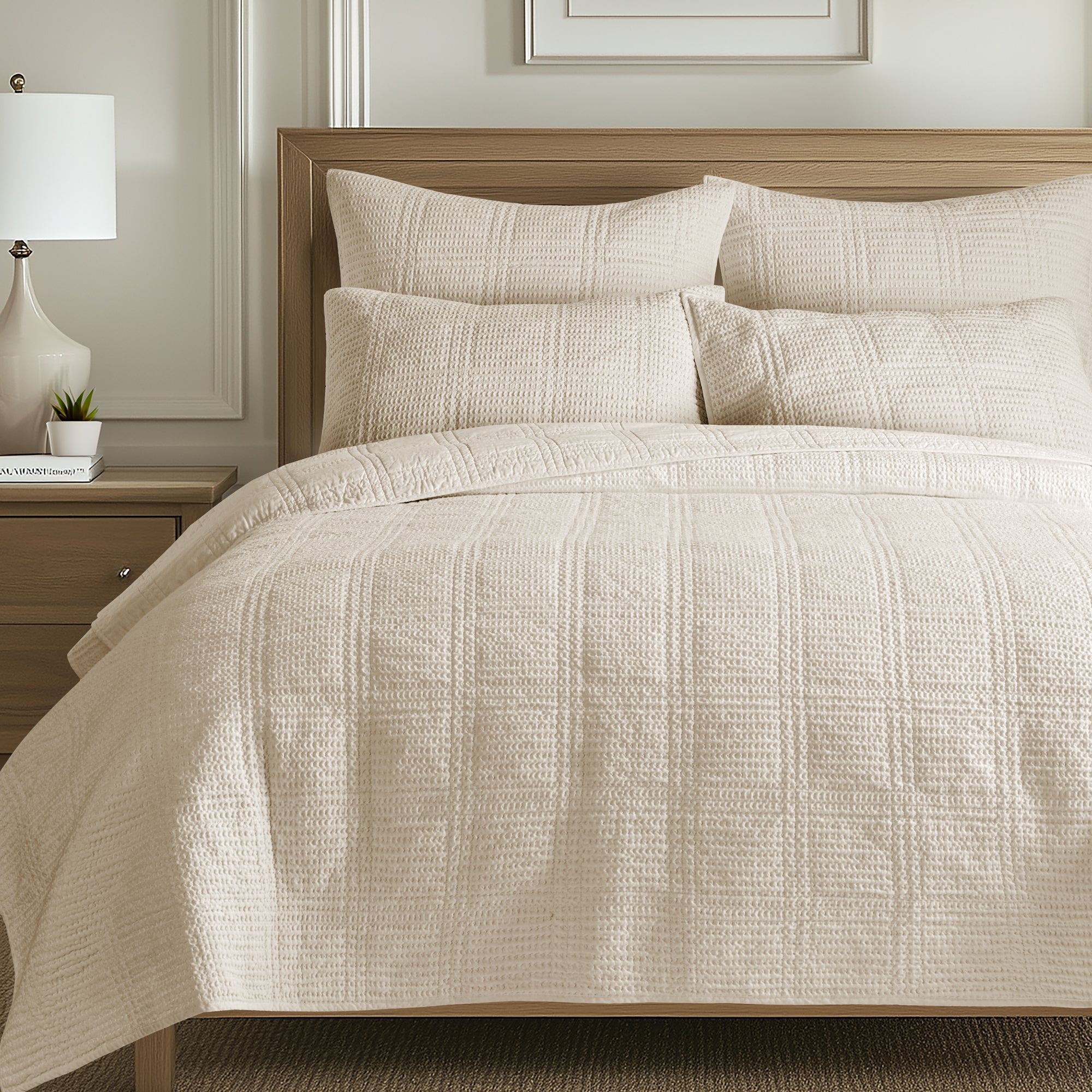 Luxury Cloud Waffle Quilt Set - Ultra Soft Breathable Bedding - Queen Size Comforter & Duvet Cover - Perfect for Cozy Bedroom & Guest Room Decor