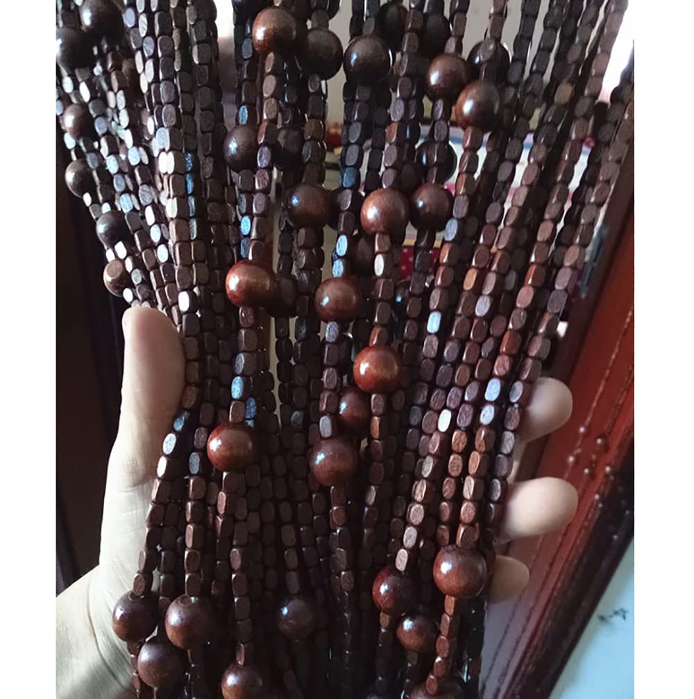 Wood Beaded Door Curtain - 52 Natural Wood Beads for Doorways & Closets | Boho Room Divider, Window Decor & Bedroom Entrance