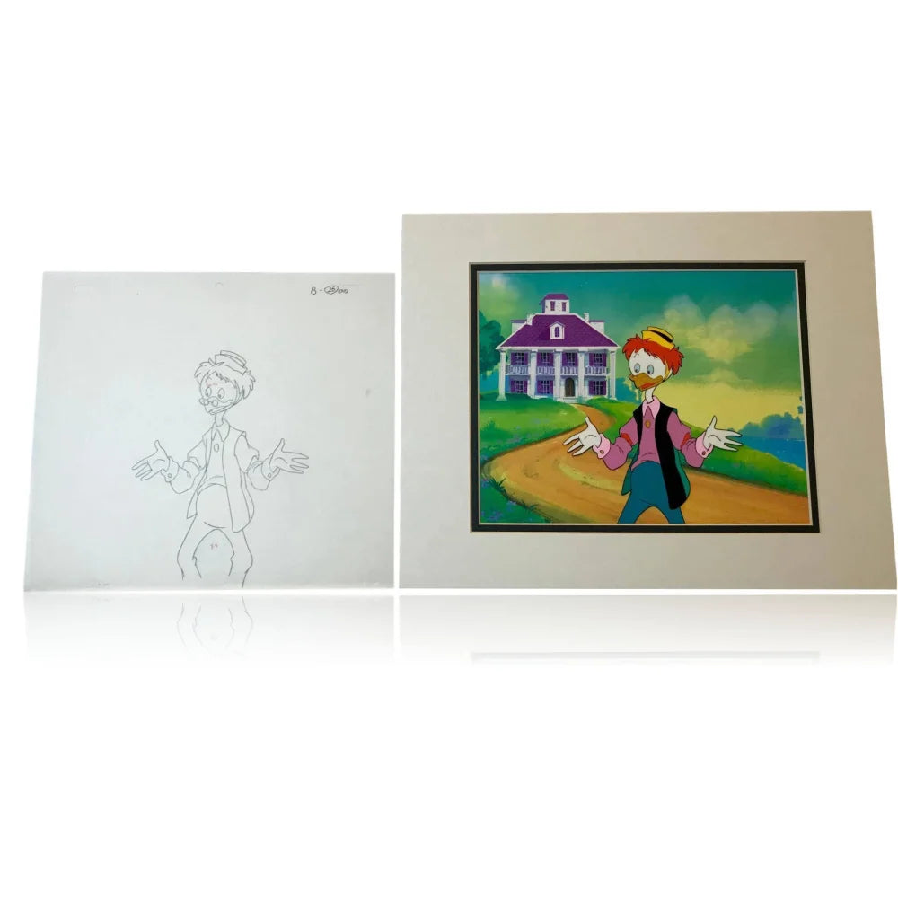 Original Ducktales Disney 90s TV Show Production Sketch Drawing & Cell with COA 1/1 - Rare Collectible for Disney Fans, Animation Art Lovers & 90s Nostalgia - Perfect for Home Decor, Gift Giving & Memorabilia Display