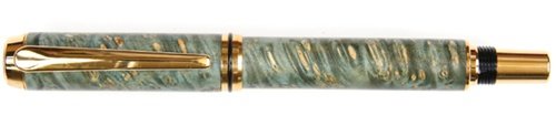 Lanier Pens Baron Rollerball Pen - Tennessee Gold Finish - Teal Box Elder Wood Barrel - Premium Writing Instrument for Business Gifts & Office Use
