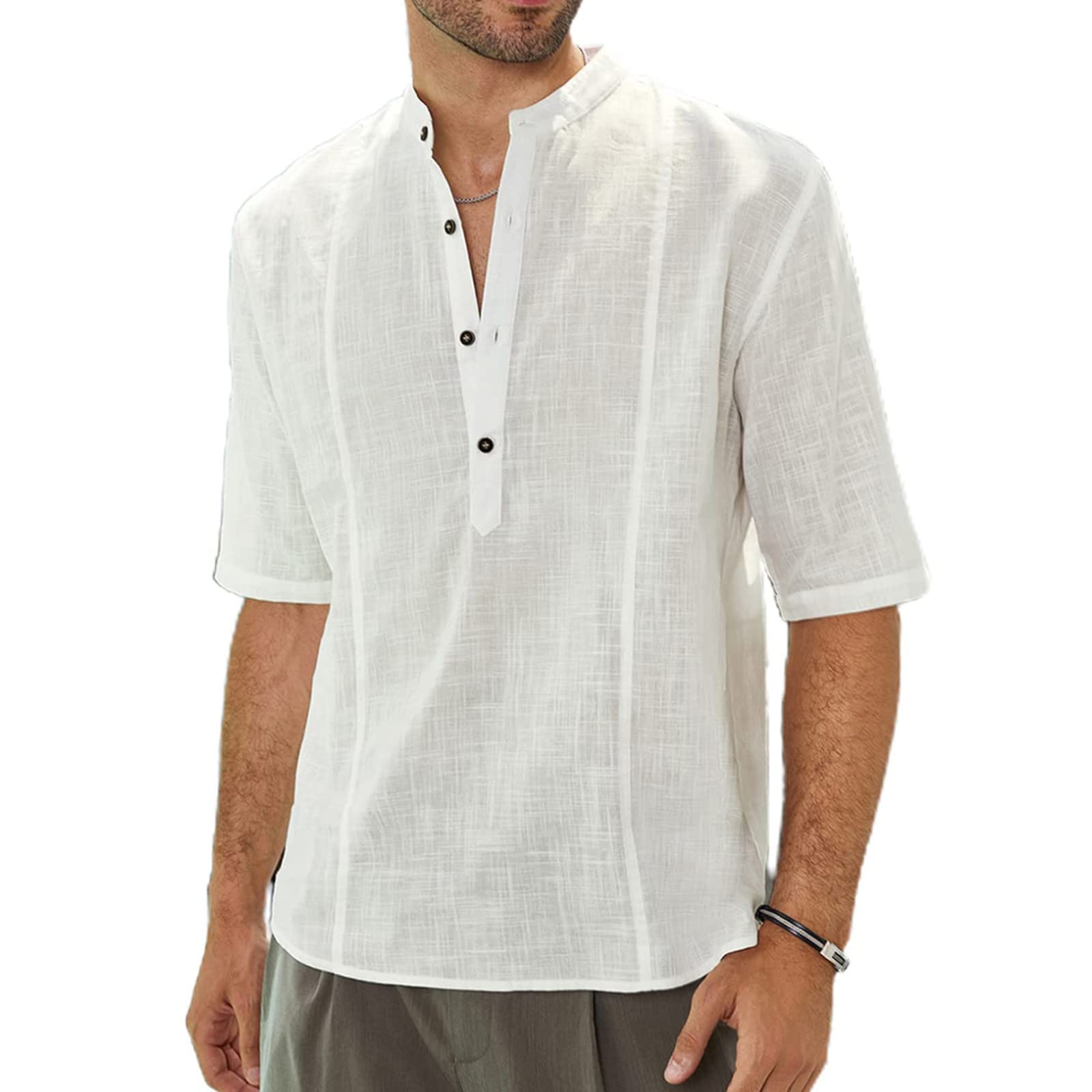 MOKINGTOP Men's Casual Button-Down Shirts & Short Sleeve T-Shirts - Slim Fit Long Sleeve Henley Tees for Work, Dating & Everyday Wear