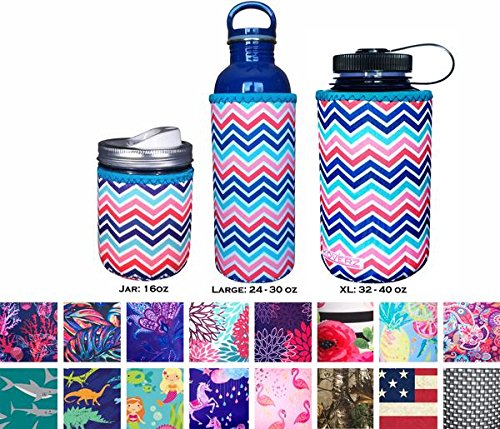Koverz for Jars - #1 Neoprene Mason Jar Coolie 16 oz Insulator Sleeve - Chevron Pattern | Keep Drinks Cold for Hours | Perfect for Iced Coffee, Smoothies & Outdoor Picnics
