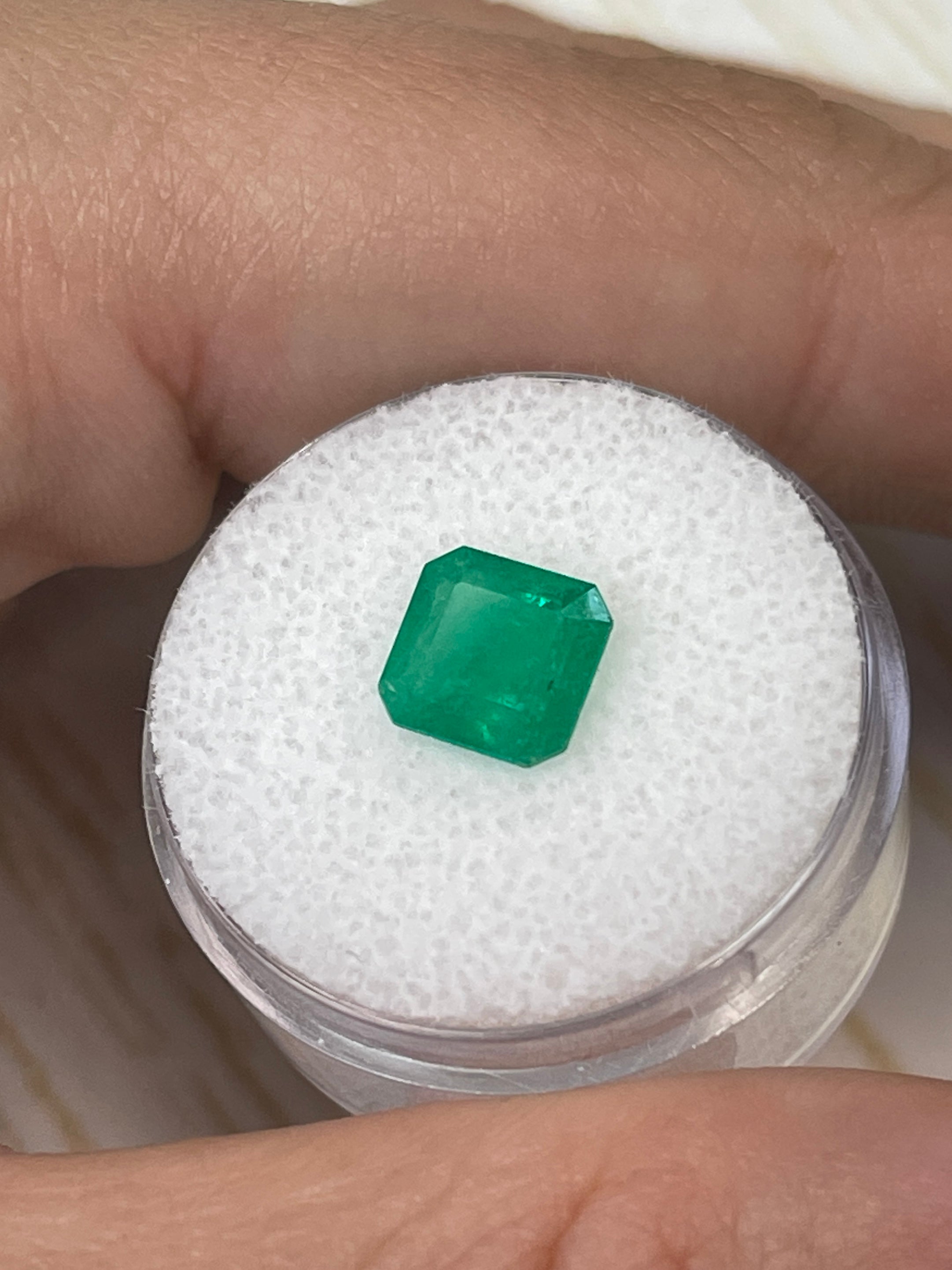 1.84 Carat 8x8mm Natural Loose Colombian Emerald Gemstone - Asscher Cut for Jewelry Making, Engagement Rings & Fine Collections