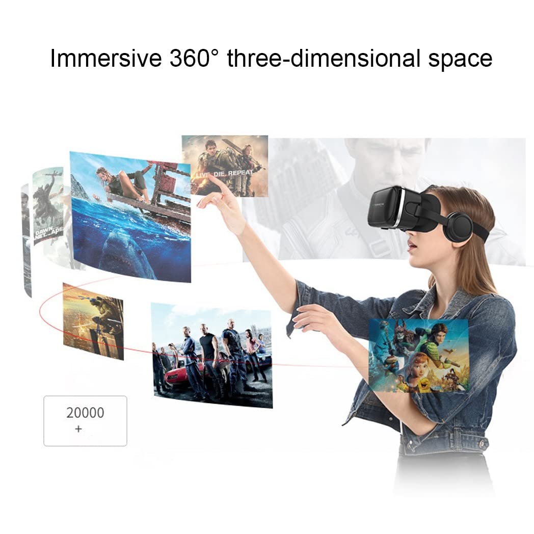 3D VR Headset with Bluetooth Controller - Compatible with iPhone 13 Pro Max/13 Pro/13/12/11, Samsung Galaxy S21, Huawei & Xiaomi Series - Immersive Virtual Reality Gaming & Movie Experience (Color: E, Size: iOS)