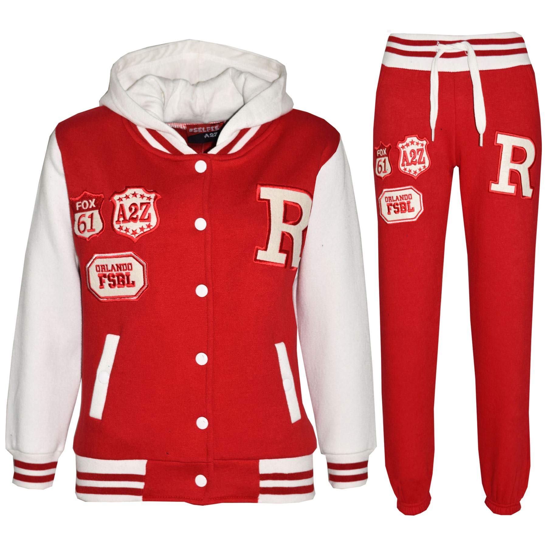 Fashion Fox Red Baseball Tracksuit Set - B.B Hoodie & Joggers with Contrast Jacket for Boys (Size 9-10) | Perfect for Baseball Practice, School Sports & Casual Wear