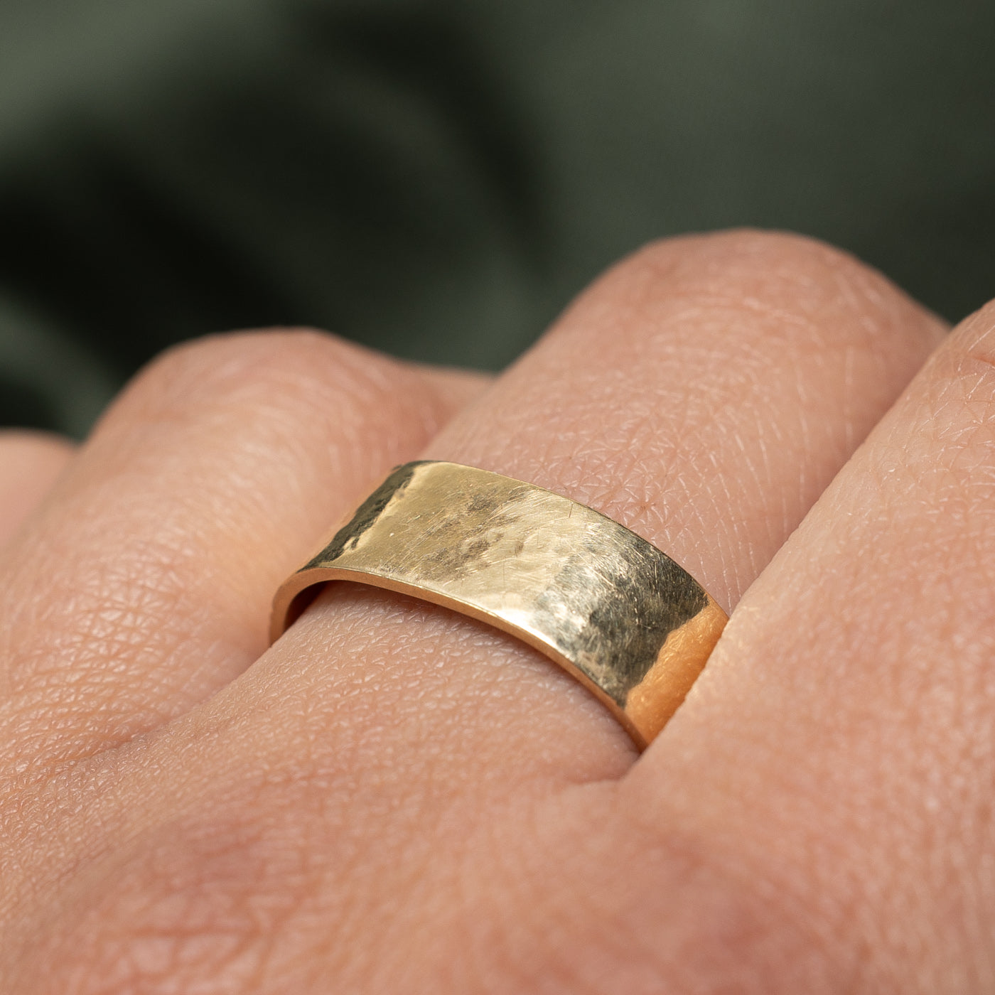 10K Yellow Gold Hammered Soft Square Band Ring - 6.8mm Wide Size 10 - Perfect for Weddings, Anniversaries & Everyday Elegance