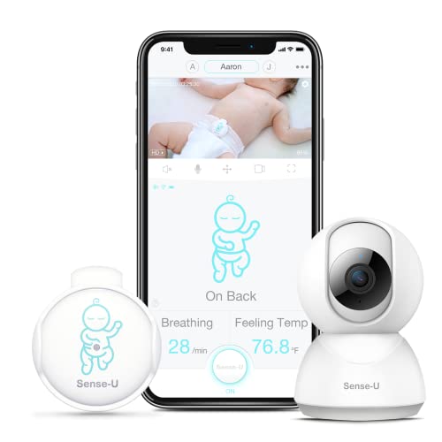 Sense-U Baby Breathing Monitor & Video Baby Monitor with Remote Pan-Tilt-Zoom Camera - Real-Time Breathing Tracking & HD Night Vision for Nursery Safety, Perfect for Newborns & Infants - Monitor Your Baby's Sleep & Movement from Anywhere