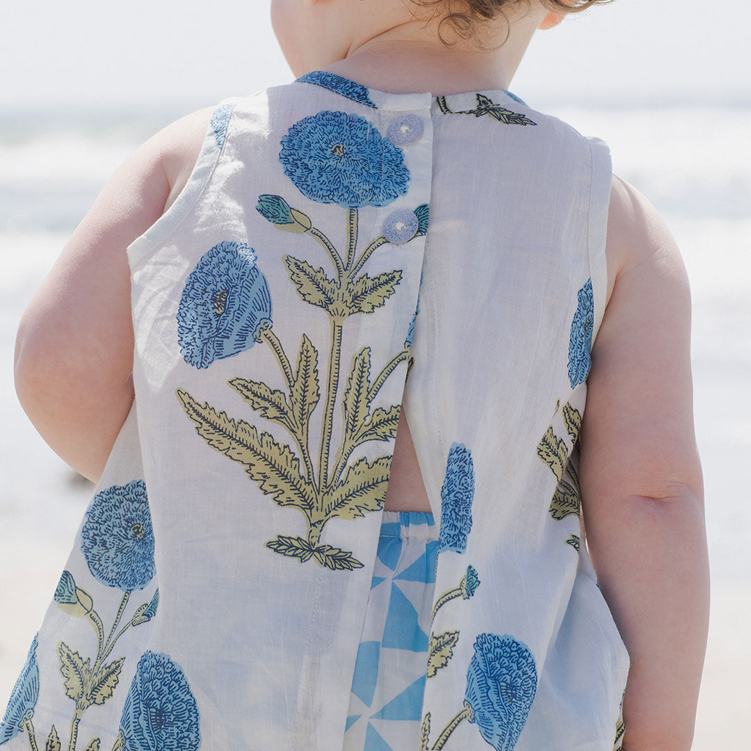 Jaipur 2 Piece Set - Blue Oversized Dandelion Print Women's Lounge Wear | Comfortable Cotton Pajama Set for Sleep, Relaxation & Home Wear