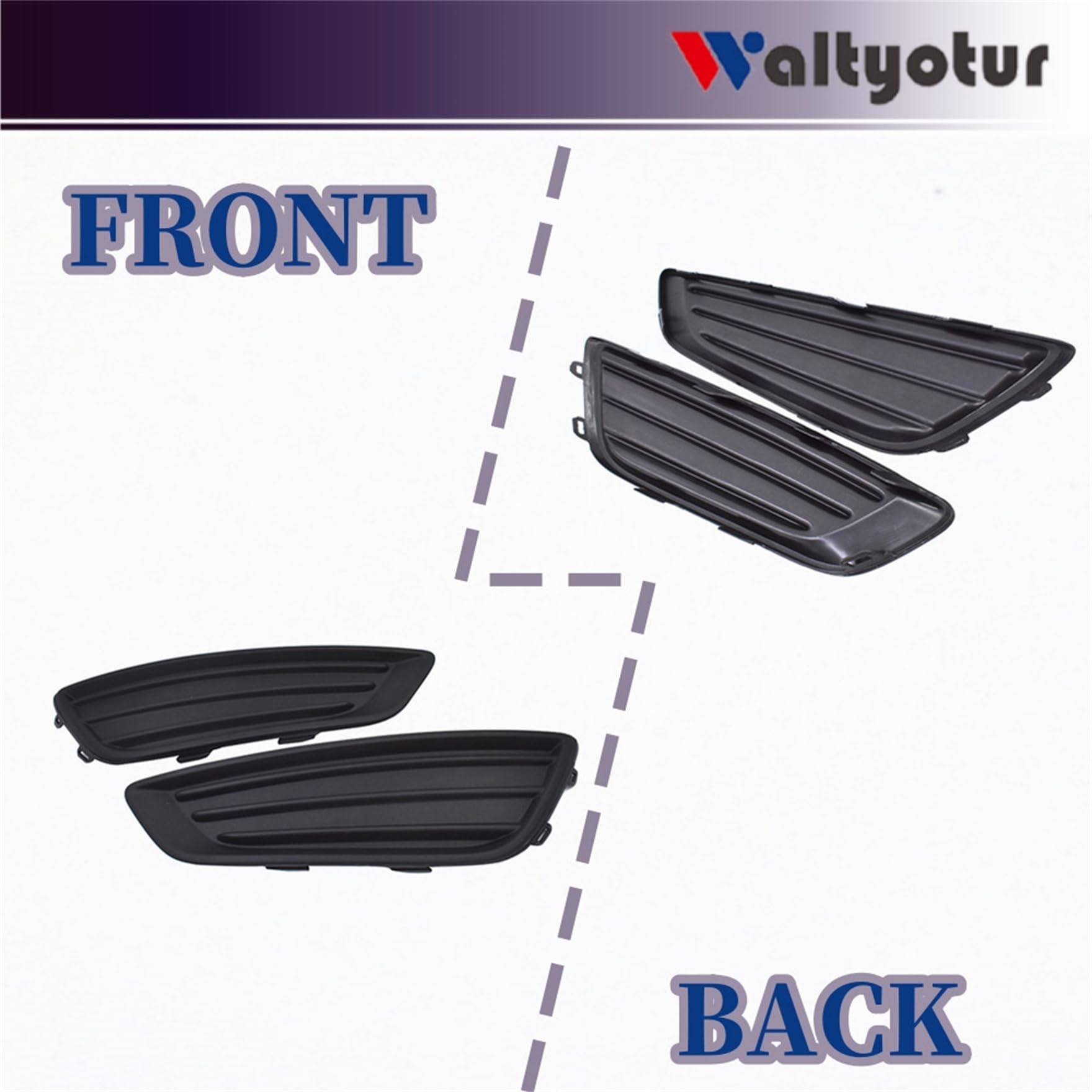2-Pack Left & Right Front Bumper Fog Light Cover Trim Grille Replacement for 2015-2018 Ford Focus | Perfect for Car Repair & Customization Upgrades