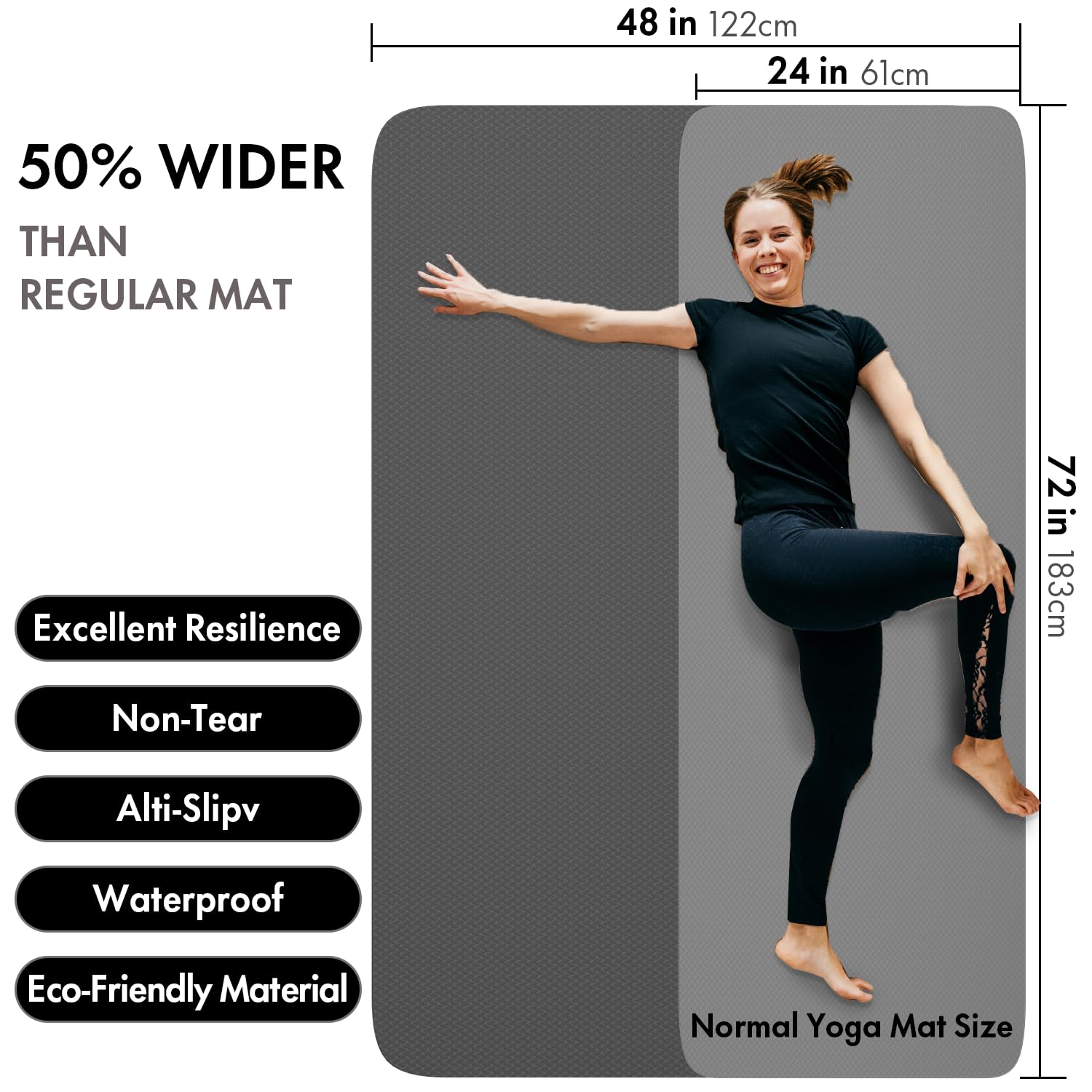 FrenzyBird Extra Large Yoga Mat 6'x4' (72