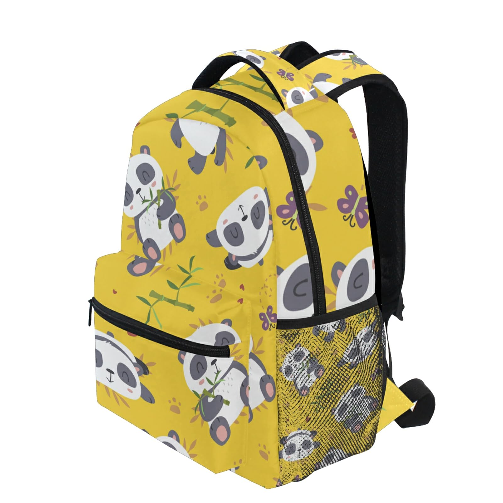 Qilmy Panda Backpack for Girls - Cute School Bookbag with Laptop Compartment, Lightweight Travel Daypack for Students (Yellow) - Perfect for School, College, Travel & Daily Use