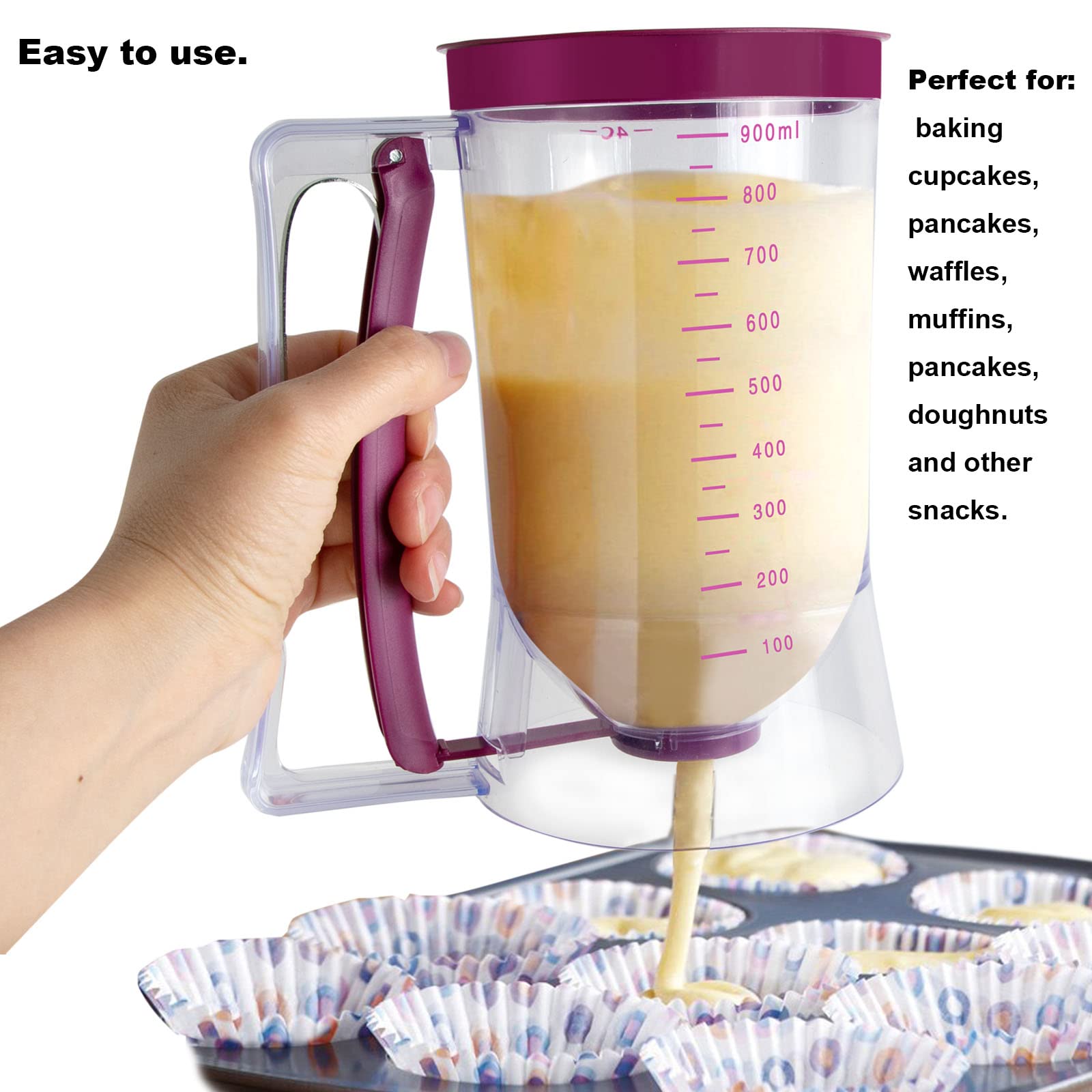 ChuangQi Cake Batter Dispenser - Precise Measuring Baking Tool for Pancakes, Cupcakes & Waffles | Ideal for Home Baking, Breakfast Prep & Party Dessert Making
