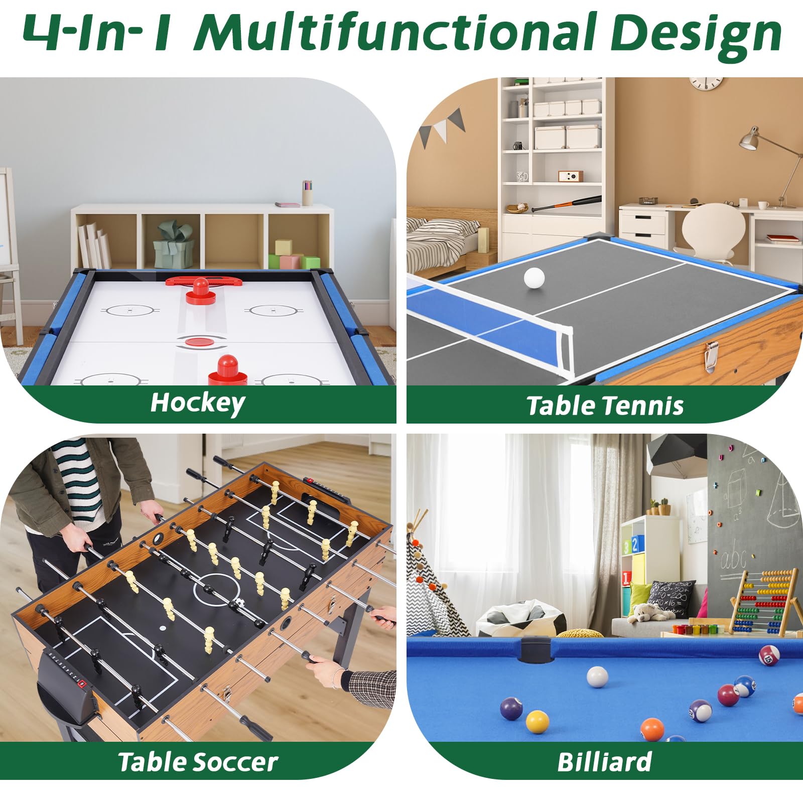 4-in-1 Multi Game Table for Adults - 54
