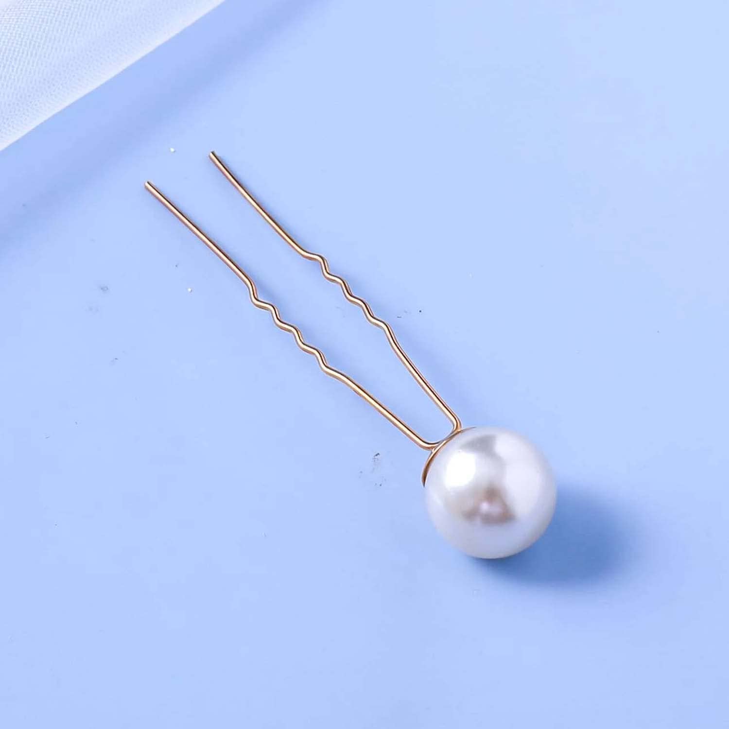 Ashkash 9-Piece U-Shaped Wedding Pearl Hairpins Set - Rhinestone Bridal Hair Accessories for Brides & Bridesmaids | Pearl Bobby Pins & Hair Clips for Women (Single Pearl Design) - Perfect for Weddings, Proms & Formal Events