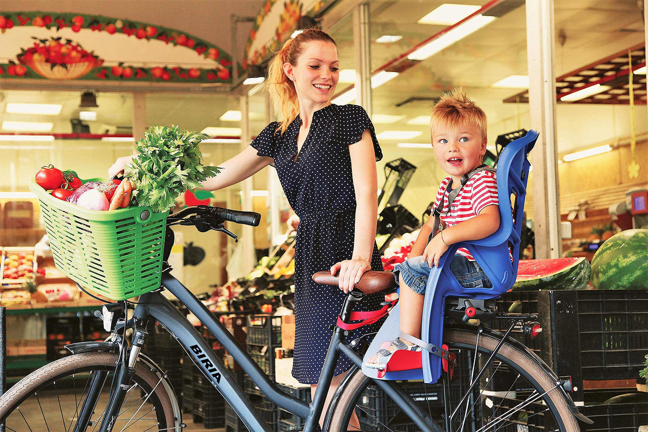 Pepe Premium Blue Kids Bike Seat Carrier - Adjustable Clamp with Rack Mount - Made in Italy - Perfect for Family Cycling & Outdoor Adventures