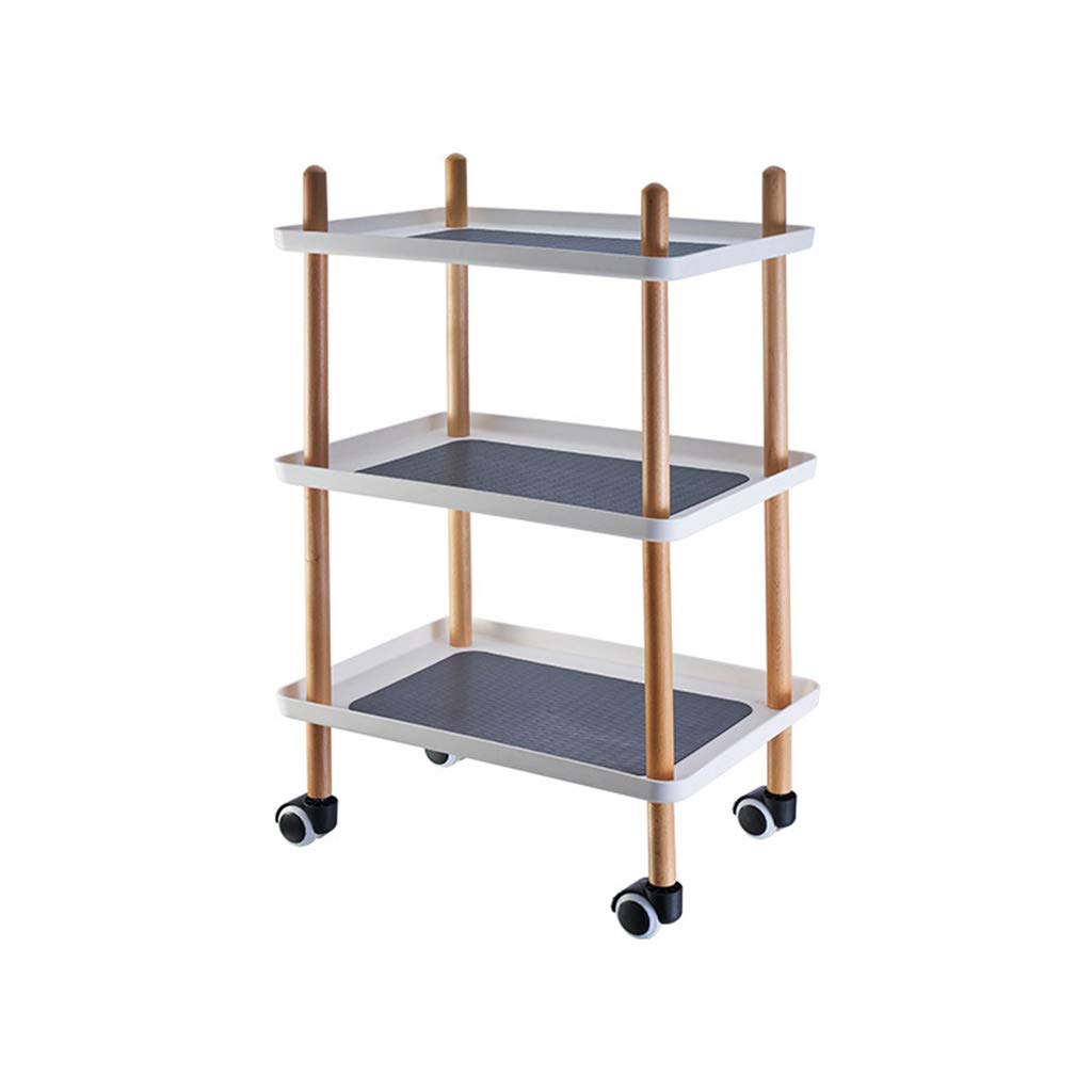 Multifunctional Storage Trolley with Wheels - 3-Tier Rolling Utility Cart, Heavy Duty Floor Standing Organizer for Living Room, Bathroom & Kitchen - White Space Saving Home Organization Solution