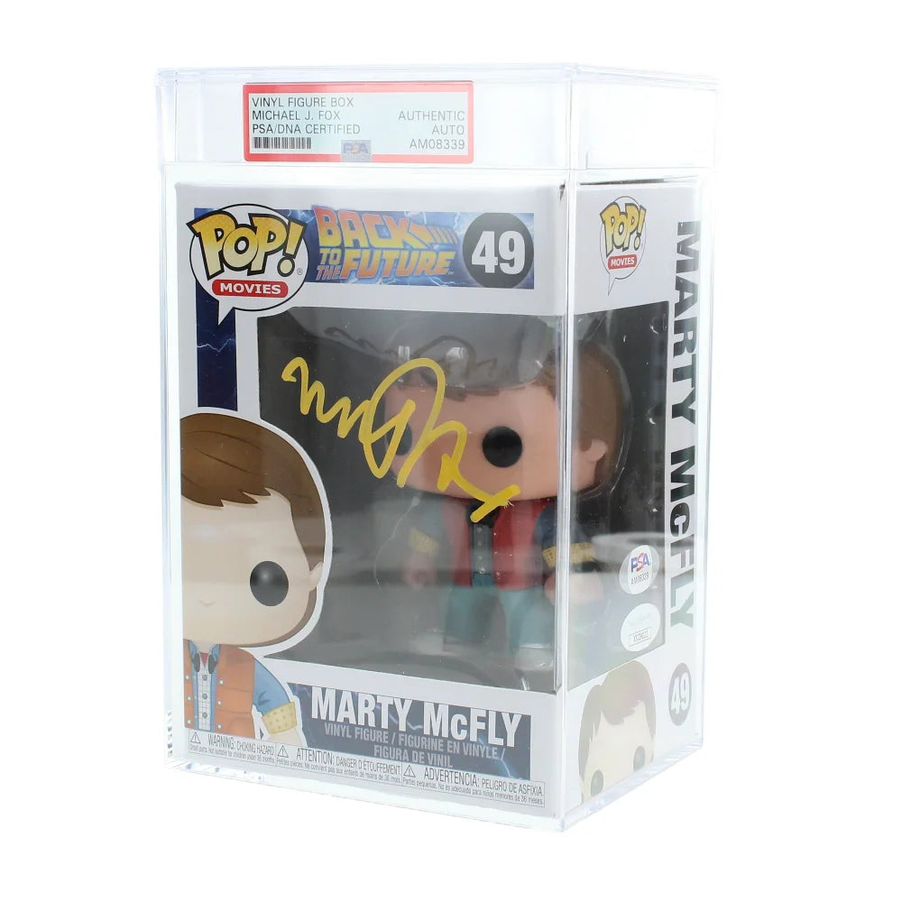 Michael J. Fox Autographed Back to the Future Funko Pop #49 Marty McFly - PSA/DNA Certified Collectible - Perfect for Movie Memorabilia Fans & Pop Culture Collectors