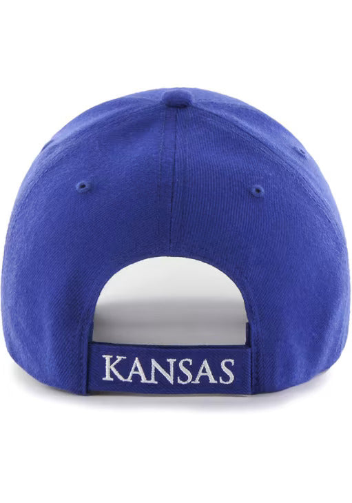 47 Brand Kansas Jayhawks MVP Adjustable Baseball Cap - Royal Blue NCAA Fan Hat for Men & Women - Perfect for Game Day, Tailgating & Casual Wear