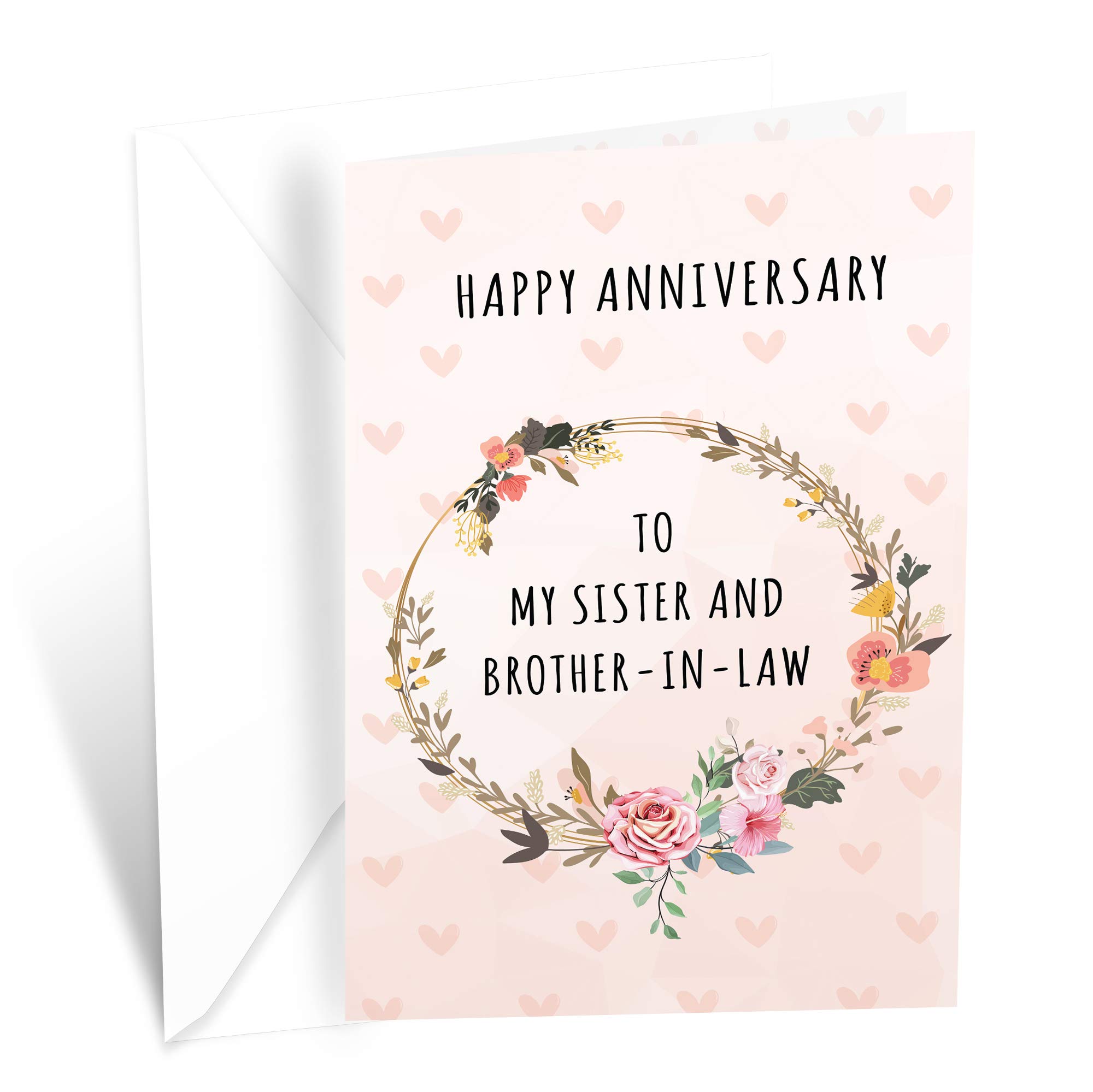 Premium Anniversary Greeting Card for Sister & Brother-in-Law - Elegant Floral Design - Perfect for Wedding Anniversaries & Special Celebrations