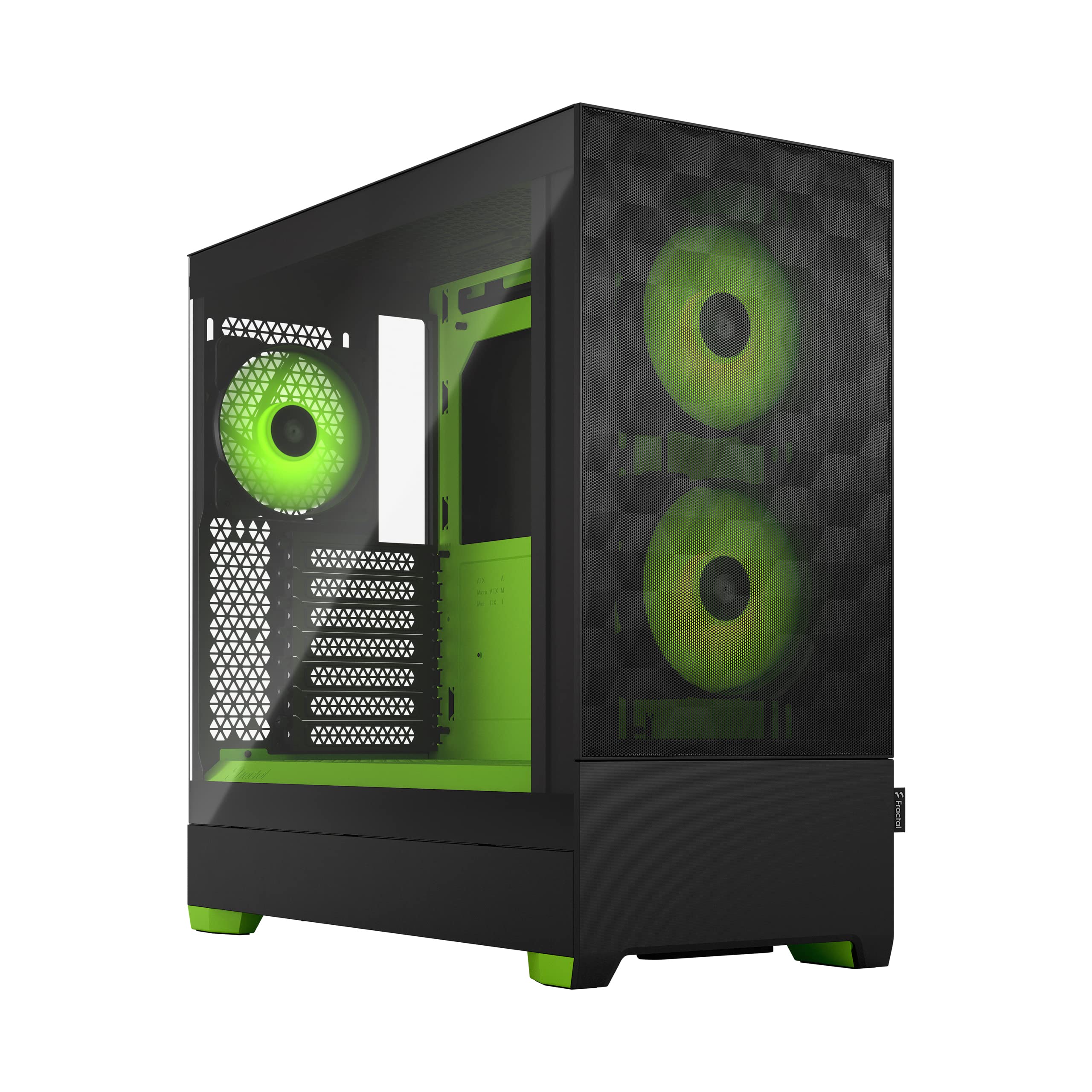 Fractal Design Pop Air RGB Green ATX Mid Tower PC Case - Tempered Glass Side Panel, Honeycomb Mesh Front, 3x 120mm RGB Fans Included - High Airflow Gaming Computer Case for Streaming & Esports