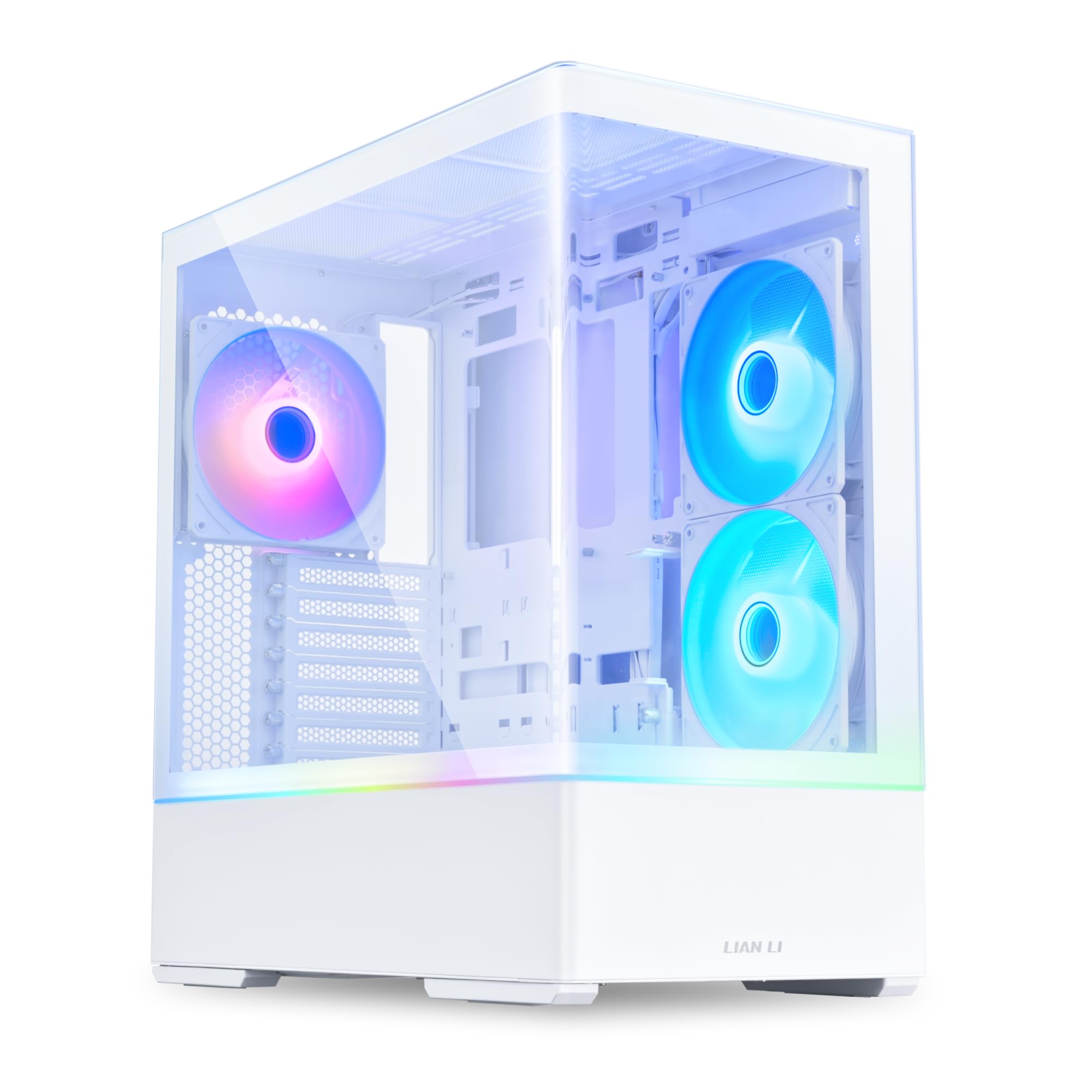 LIAN LI Mid-Tower ATX PC Case with 3 x 140mm ARGB Fans, Tempered Glass Front & Side Panels - Liquid Cooling Ready Gaming Computer Chassis (LL01 RGB - ATX - White) | Perfect for High-Performance Gaming PCs & Custom Water Cooling Builds