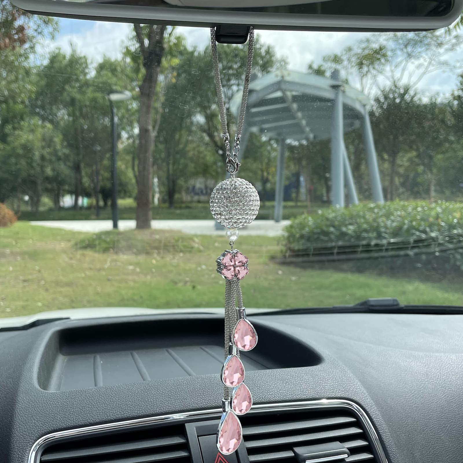 Lucky Crystal Sun Catcher Car Charm - 30mm Pink for Rearview Mirror Decor