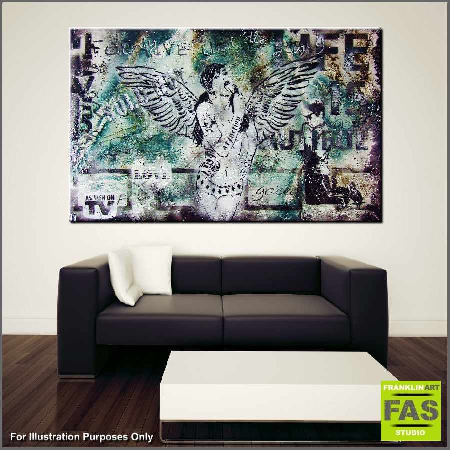 Urban Pop Nude Green Lollipop Angel Art Print - Modern Home Decor for Living Room, Bedroom & Office Wall Art