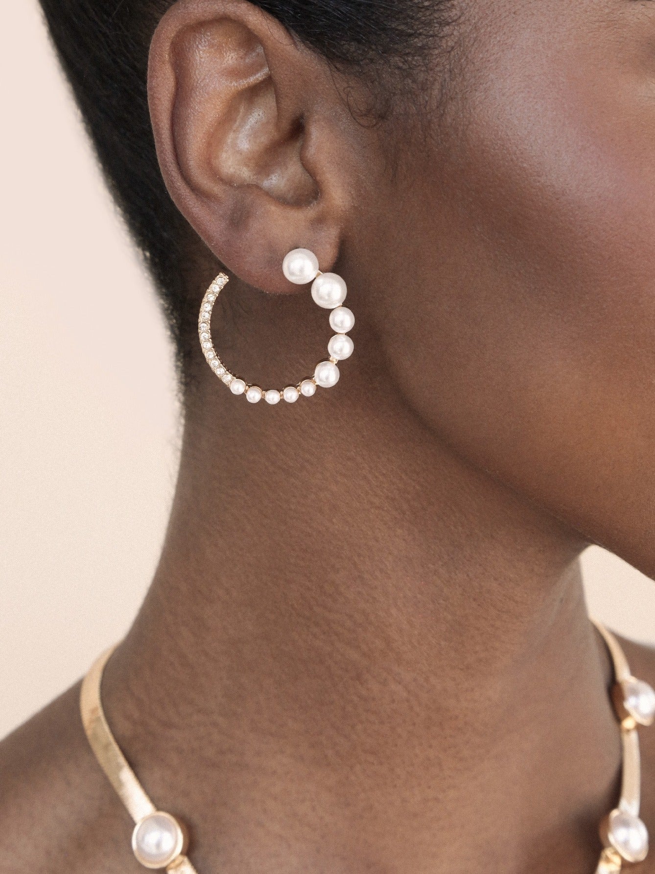 Elegant Pearl and Crystal Open Circle Earrings for Women - Fashion Statement Jewelry for Parties, Weddings & Everyday Wear