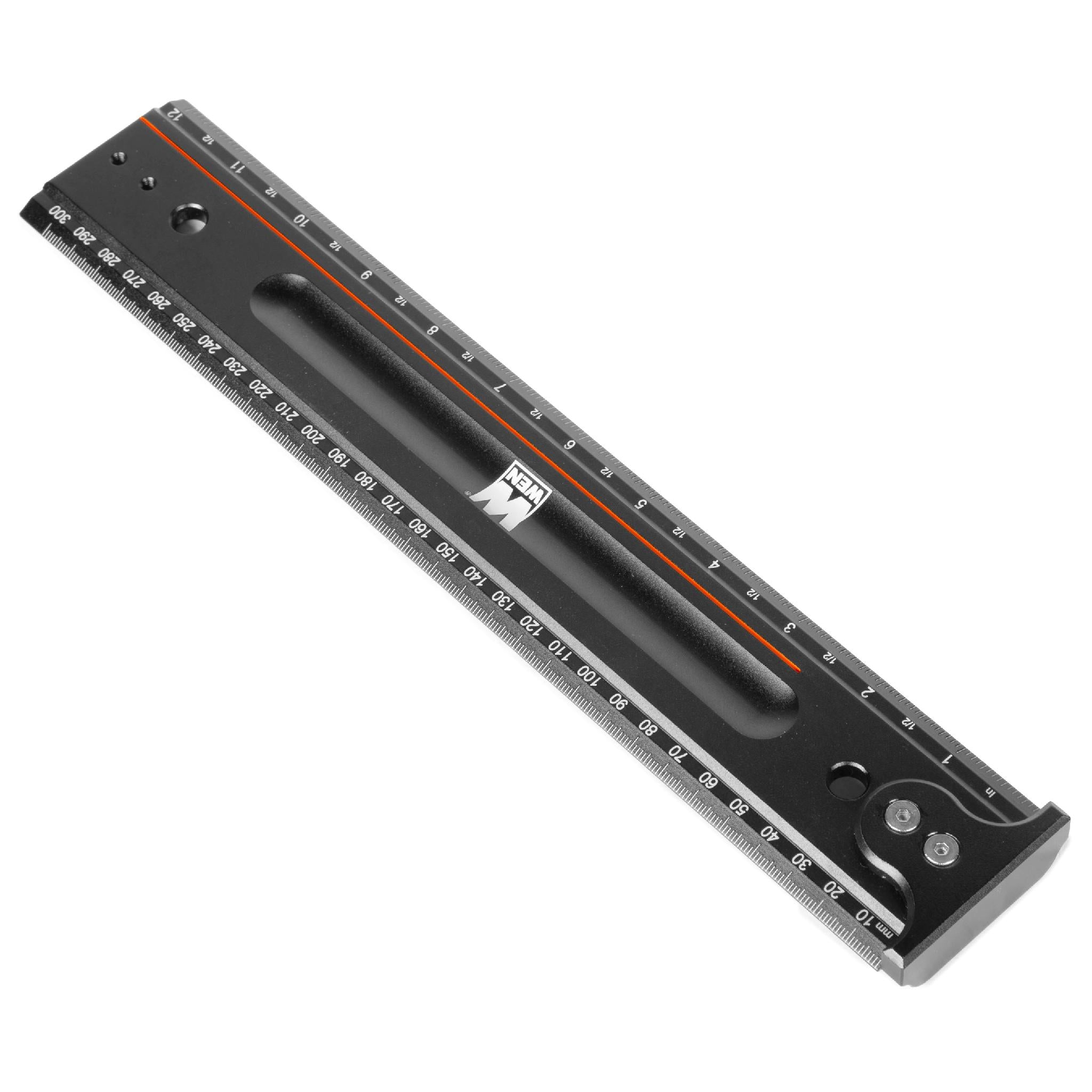 12 Inch Measuring Ruler with Hook Stop - WEN ME812R - Perfect for DIY Projects, Woodworking, and Home Improvement