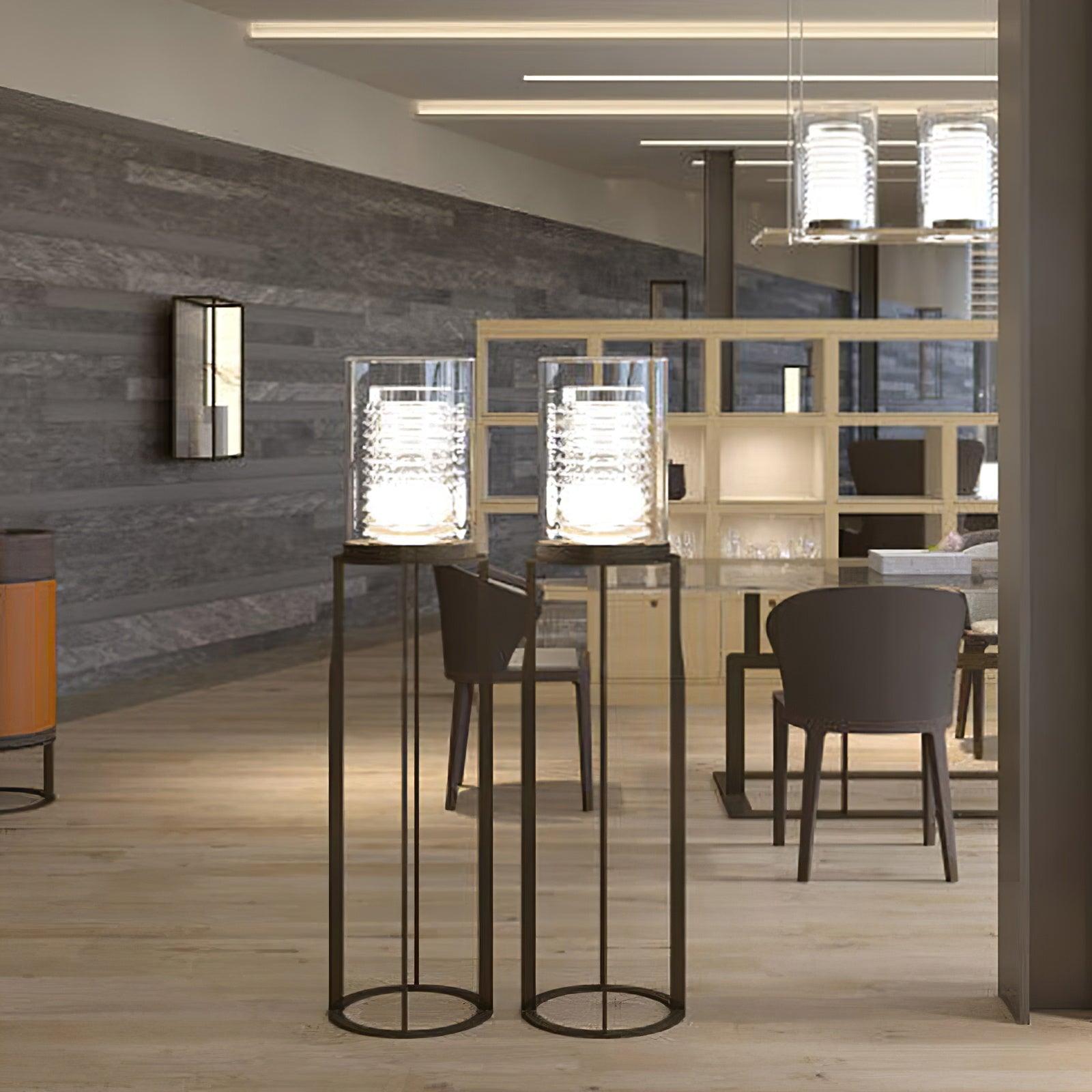 Modern Dual Cylinder Glass Floor Lamp - Elegant Home & Office Lighting for Living Room, Bedroom, or Study - Warm Ambient Light for Relaxation & Reading