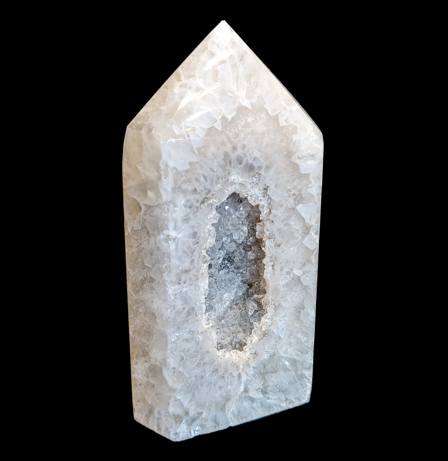 Natural Agate Geode Standing Point - Healing Crystal Decor for Home & Office - Perfect for Meditation, Feng Shui, and Spiritual Gifts