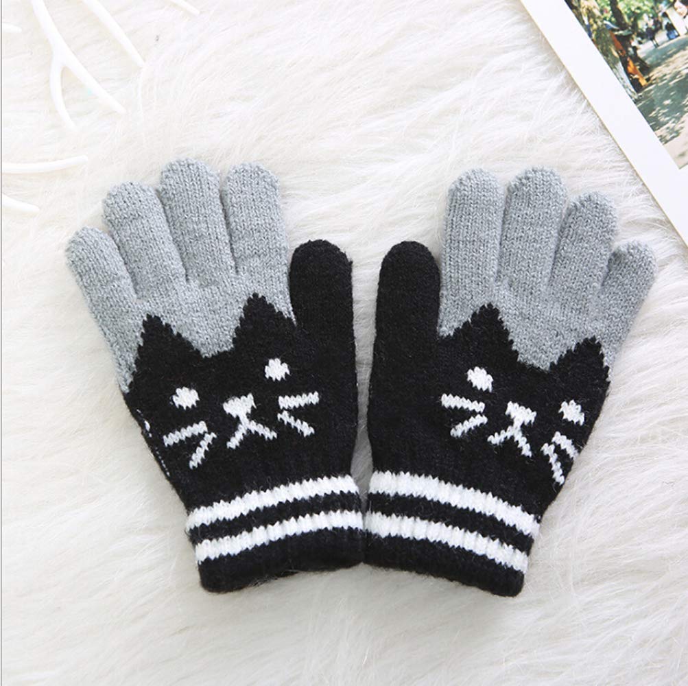 Warm Winter Snow Ski Gloves for Kids - Soft Animal Cat Bear Knit Mittens - Perfect Christmas Gifts for Outdoor Activities & Cold Weather Play